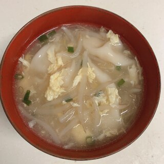 もやし卵の水餃子スープ